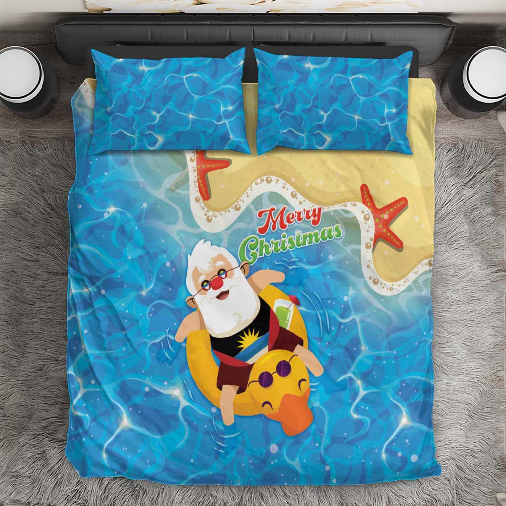 Antigua and Barbuda Christmas Bedding Set Chilling Santa - Wonder Print Shop