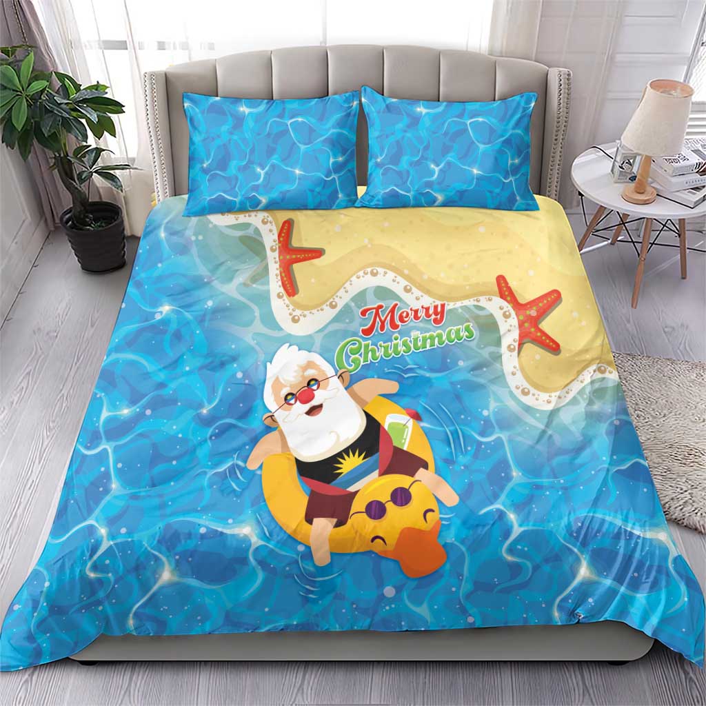 Antigua and Barbuda Christmas Bedding Set Chilling Santa - Wonder Print Shop