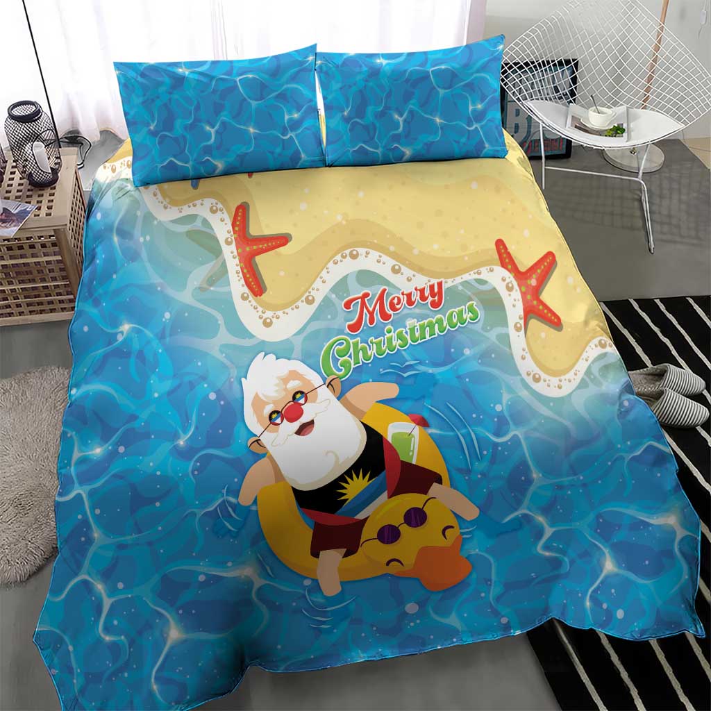 Antigua and Barbuda Christmas Bedding Set Chilling Santa - Wonder Print Shop