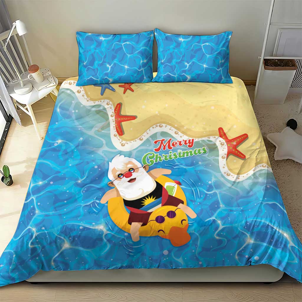 Antigua and Barbuda Christmas Bedding Set Chilling Santa - Wonder Print Shop
