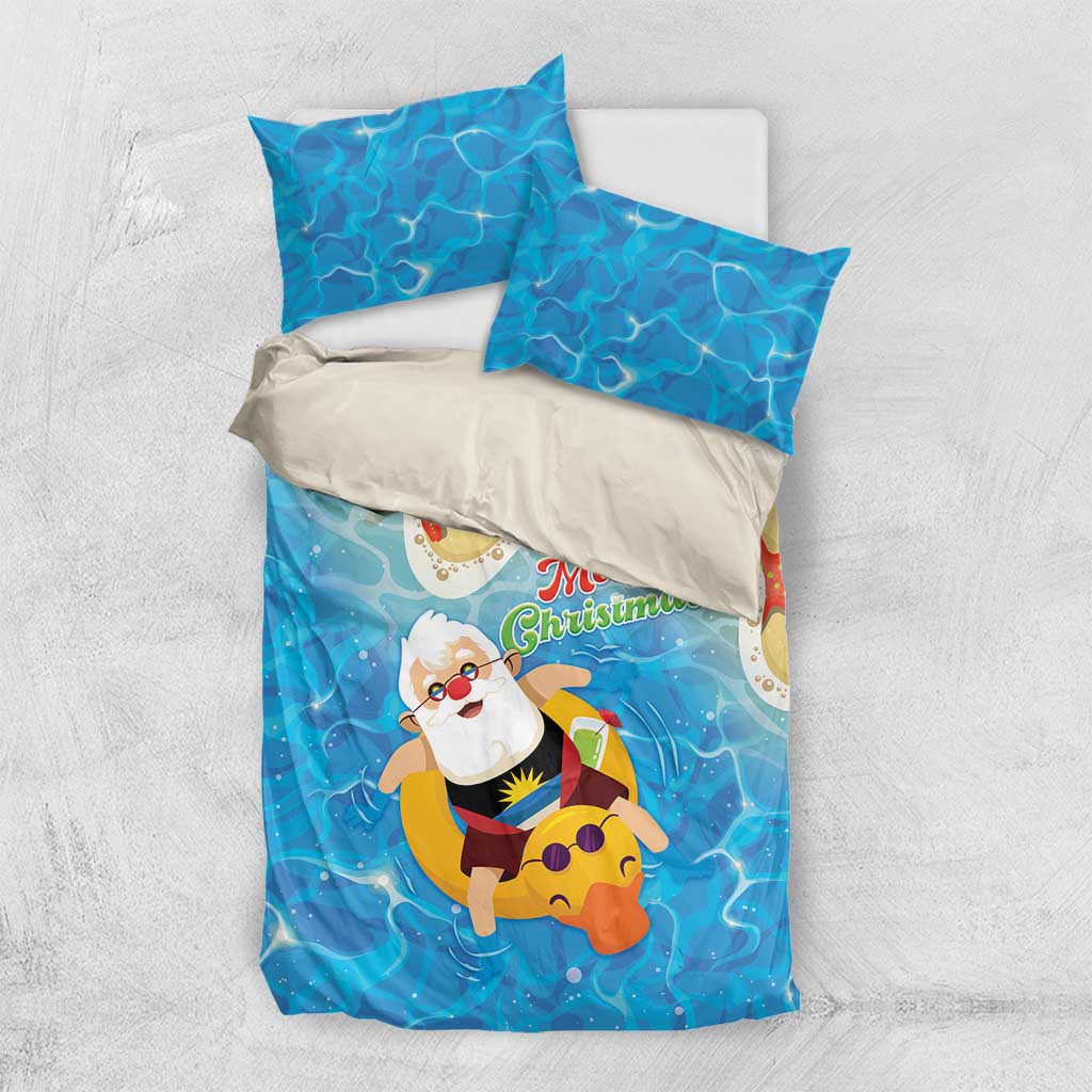Antigua and Barbuda Christmas Bedding Set Chilling Santa - Wonder Print Shop