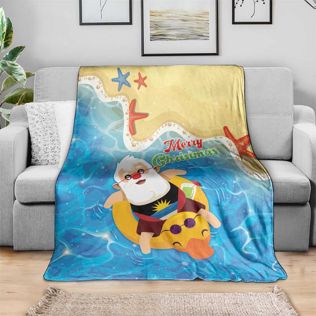 Antigua and Barbuda Christmas Blanket Chilling Santa - Wonder Print Shop
