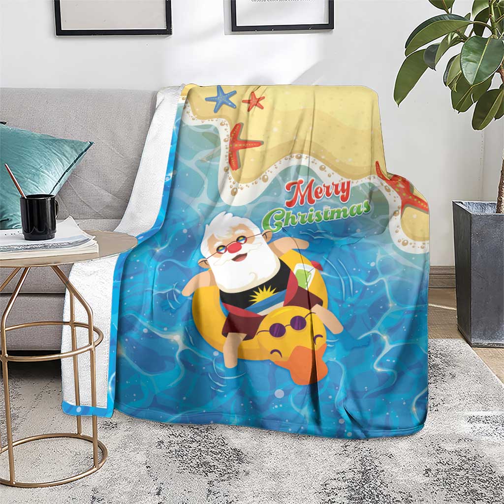 Antigua and Barbuda Christmas Blanket Chilling Santa - Wonder Print Shop