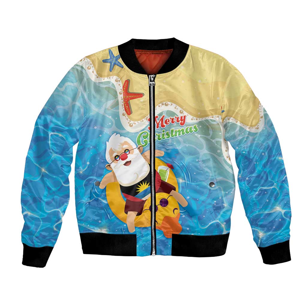 Antigua and Barbuda Christmas Bomber Jacket Chilling Santa - Wonder Print Shop