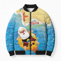 Antigua and Barbuda Christmas Bomber Puffer Jacket Chilling Santa - Wonder Print Shop