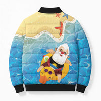 Antigua and Barbuda Christmas Bomber Puffer Jacket Chilling Santa - Wonder Print Shop