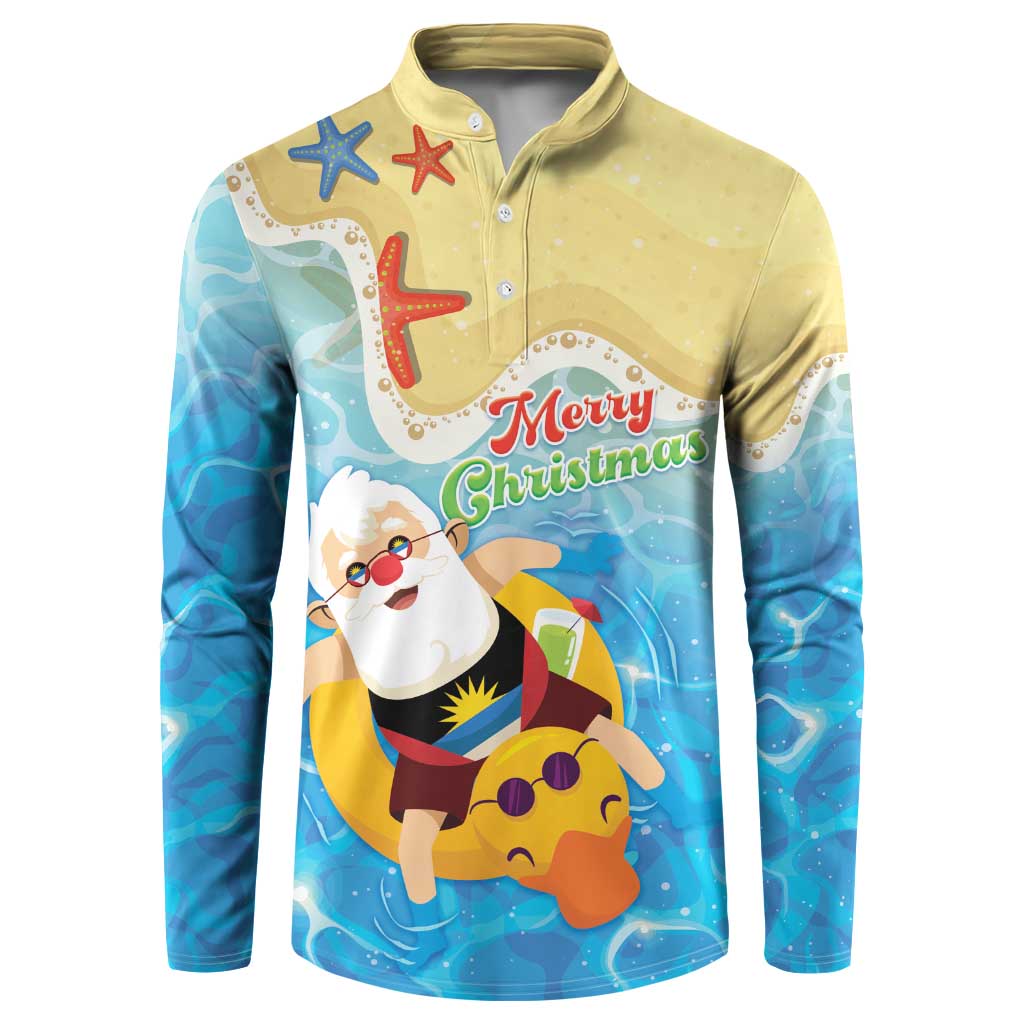 Antigua and Barbuda Christmas Button Sweatshirt Chilling Santa - Wonder Print Shop