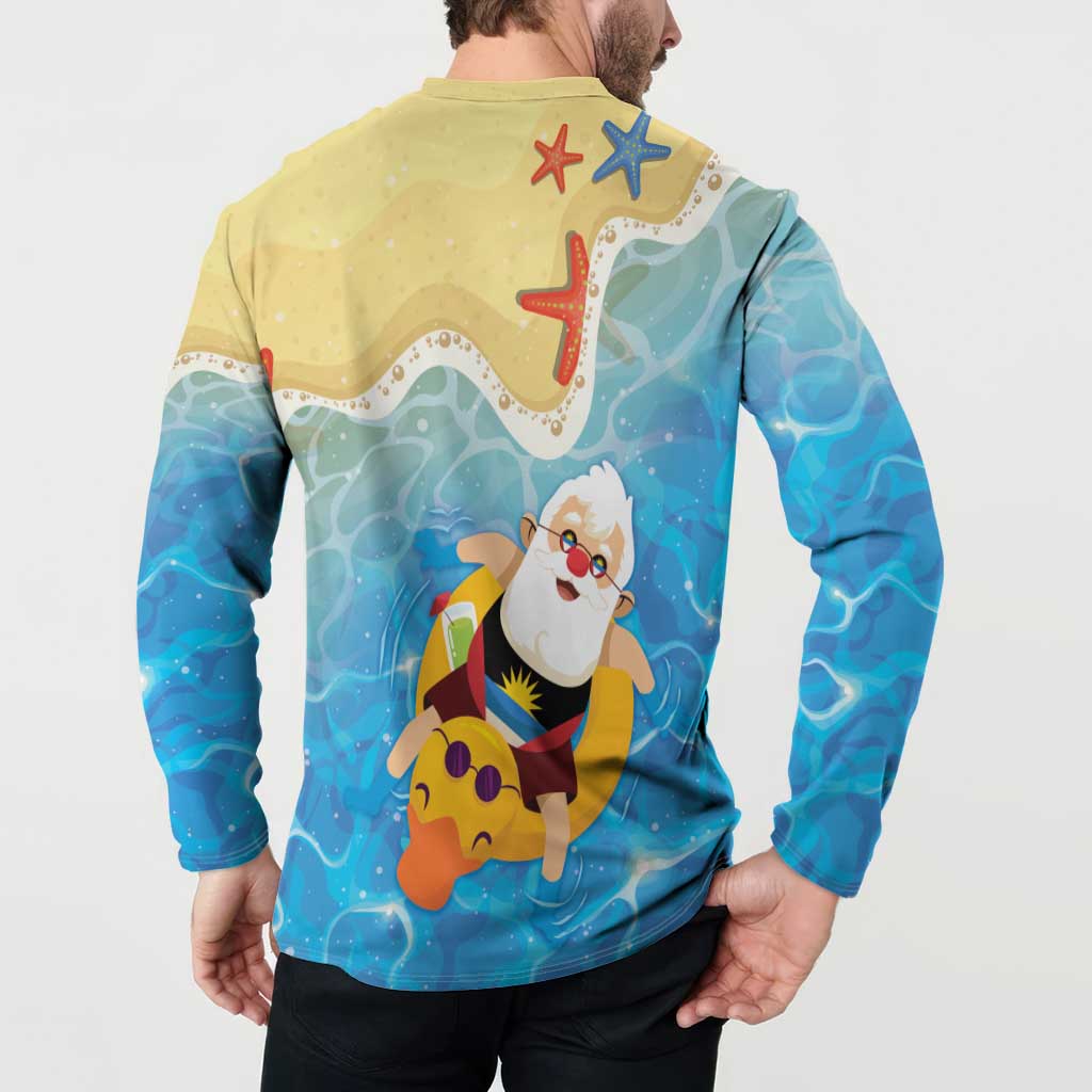 Antigua and Barbuda Christmas Button Sweatshirt Chilling Santa - Wonder Print Shop