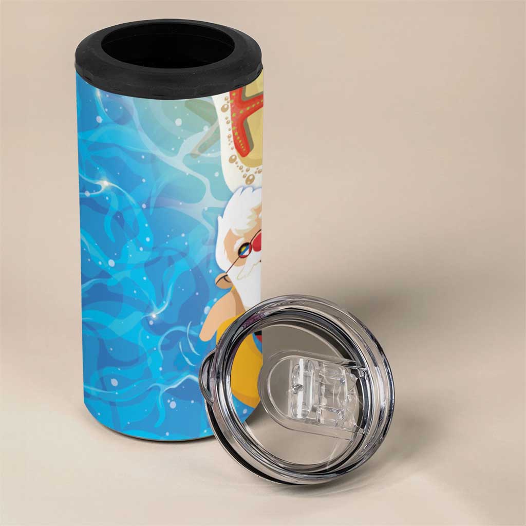 Antigua and Barbuda Christmas 4 in 1 Can Cooler Tumbler Chilling Santa - Wonder Print Shop