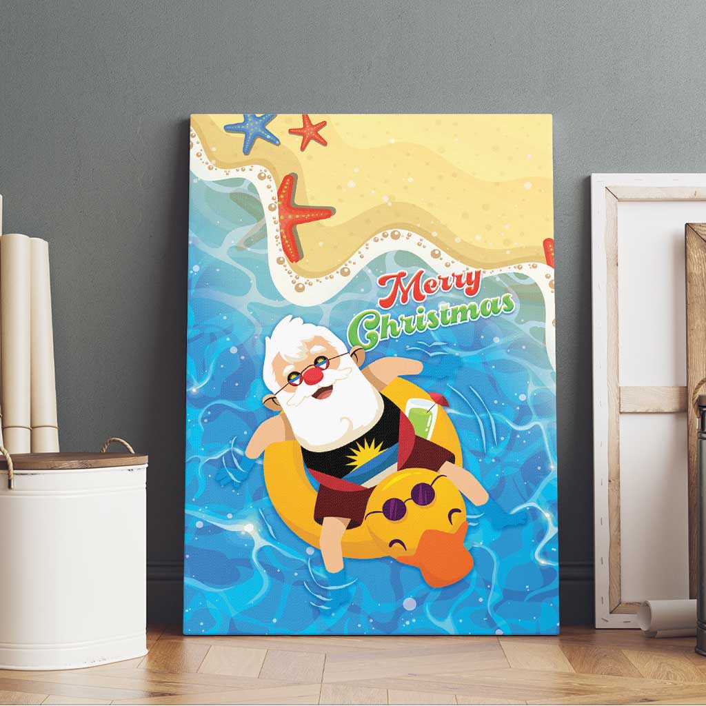 Antigua and Barbuda Christmas Canvas Wall Art Chilling Santa - Wonder Print Shop