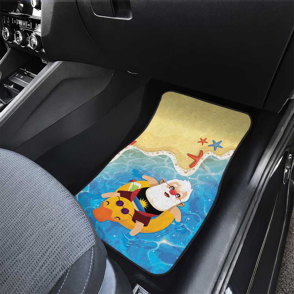 Antigua and Barbuda Christmas Car Mats Chilling Santa - Wonder Print Shop