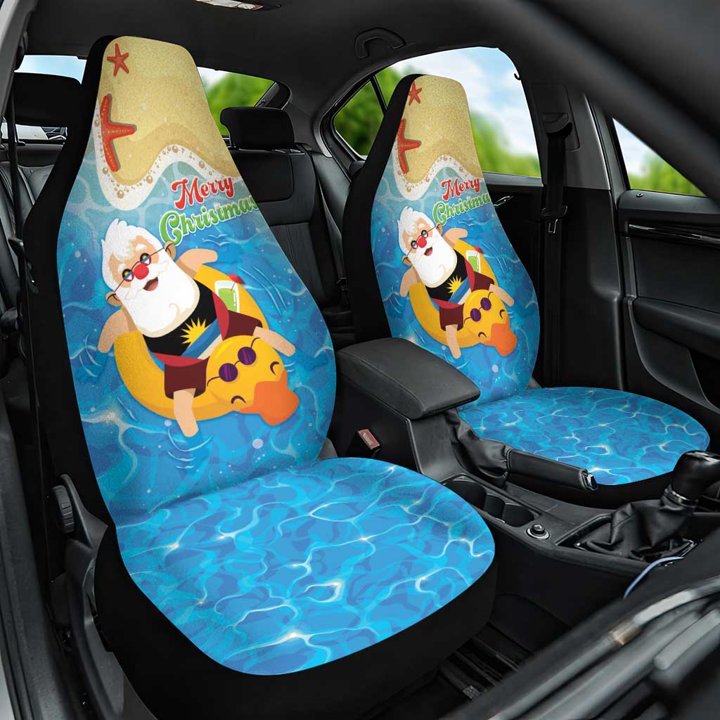 Antigua and Barbuda Christmas Car Seat Cover Chilling Santa - Wonder Print Shop