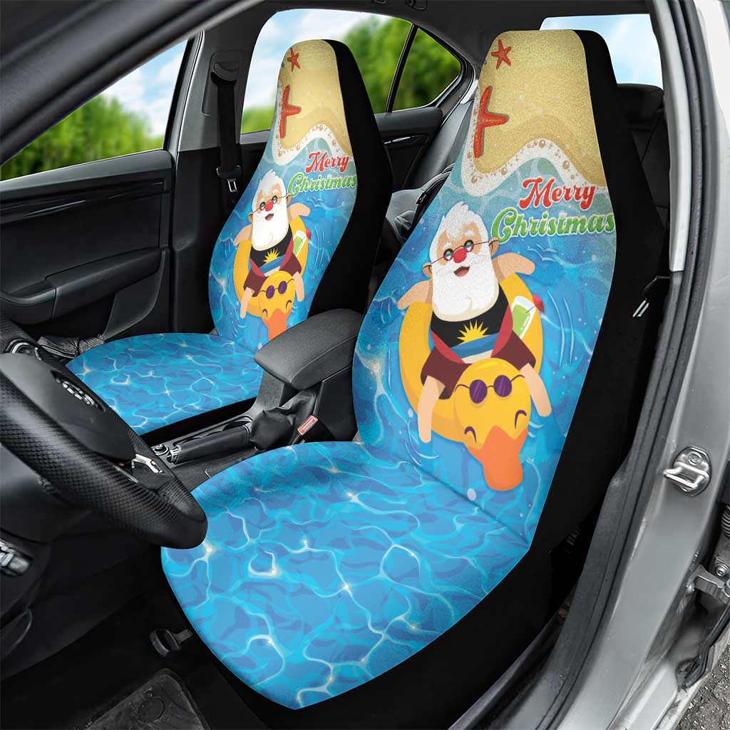 Antigua and Barbuda Christmas Car Seat Cover Chilling Santa - Wonder Print Shop