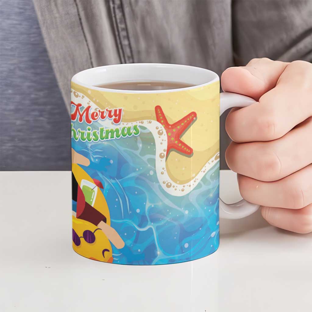 Antigua and Barbuda Christmas Ceramic Mug Chilling Santa - Wonder Print Shop