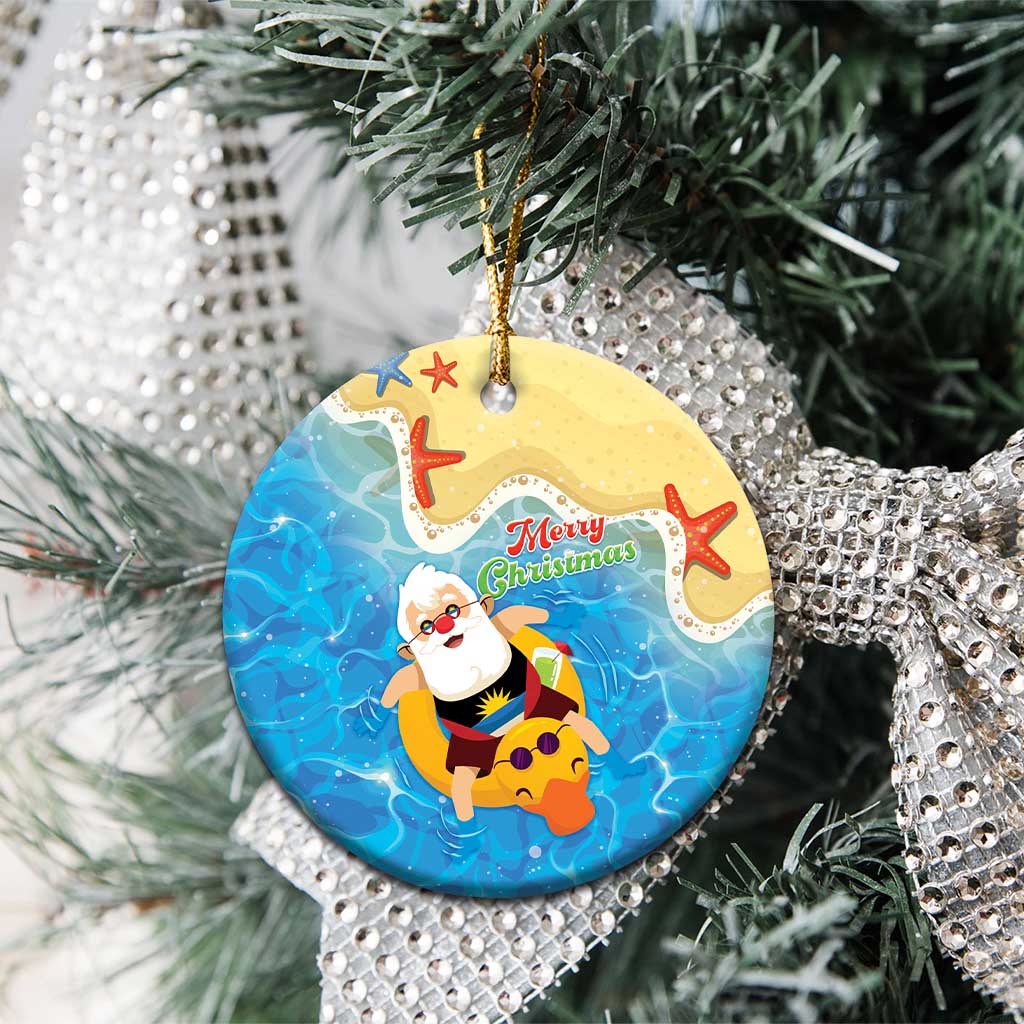 Antigua and Barbuda Christmas Ceramic Ornament Chilling Santa - Wonder Print Shop