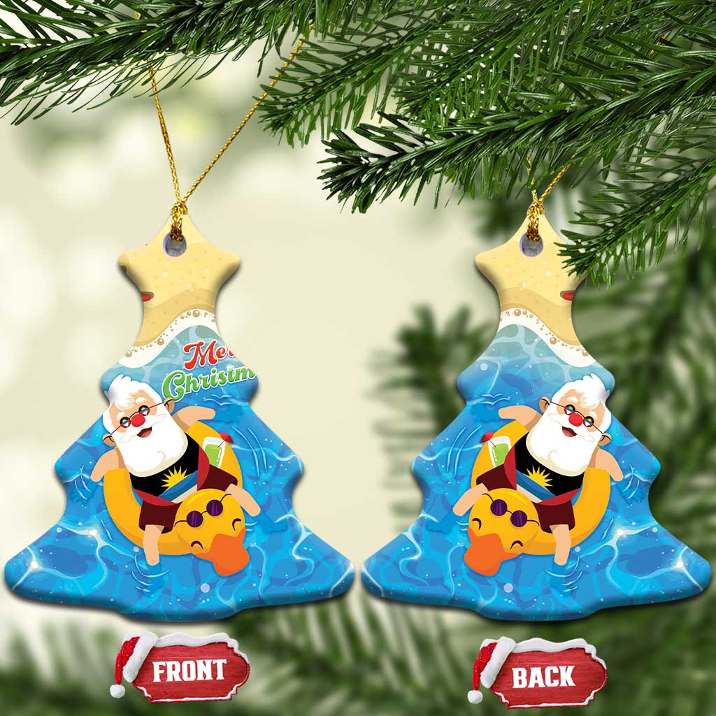 Antigua and Barbuda Christmas Ceramic Ornament Chilling Santa - Wonder Print Shop