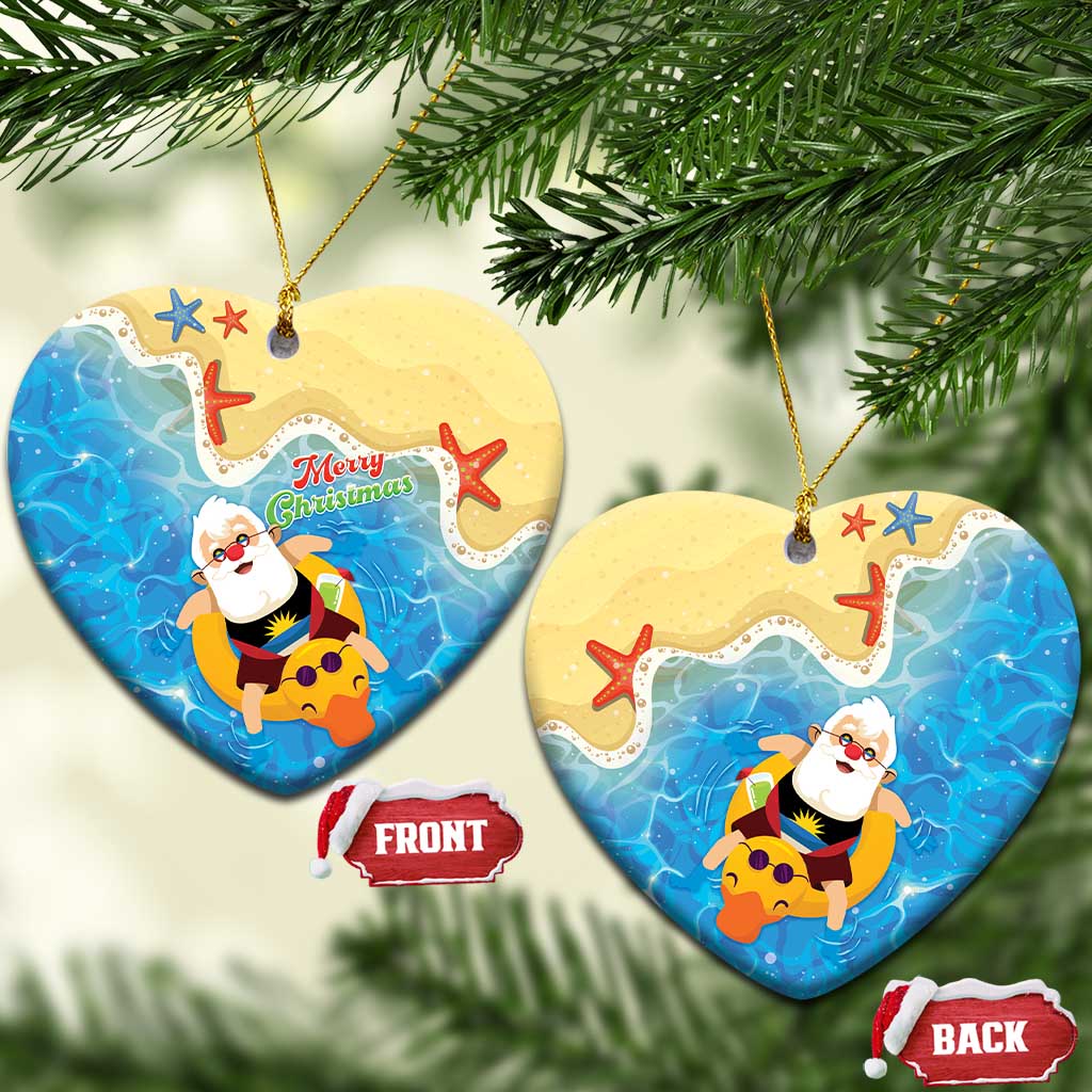 Antigua and Barbuda Christmas Ceramic Ornament Chilling Santa - Wonder Print Shop