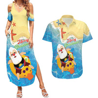 Antigua and Barbuda Christmas Couples Matching Summer Maxi Dress and Hawaiian Shirt Chilling Santa - Wonder Print Shop