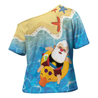 Antigua and Barbuda Christmas Cross Shoulder Shirt Chilling Santa - Wonder Print Shop