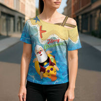 Antigua and Barbuda Christmas Cross Shoulder Shirt Chilling Santa - Wonder Print Shop