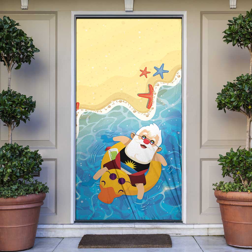Antigua and Barbuda Christmas Door Cover Chilling Santa - Wonder Print Shop
