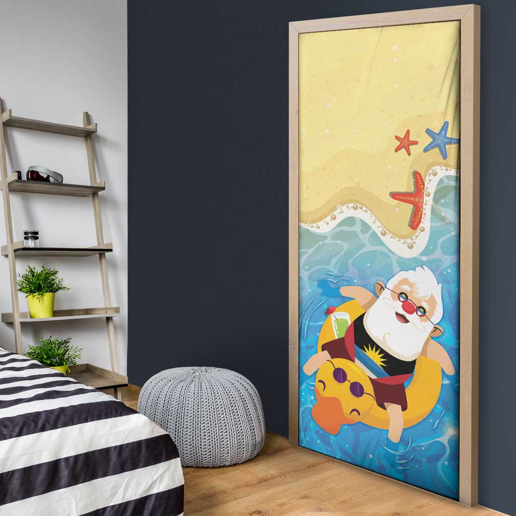 Antigua and Barbuda Christmas Door Cover Chilling Santa - Wonder Print Shop
