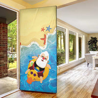 Antigua and Barbuda Christmas Door Cover Chilling Santa - Wonder Print Shop