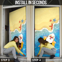 Antigua and Barbuda Christmas Door Cover Chilling Santa - Wonder Print Shop