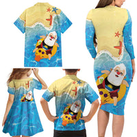 Antigua and Barbuda Christmas Family Matching Long Sleeve Bodycon Dress and Hawaiian Shirt Chilling Santa - Wonder Print Shop