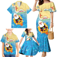 Antigua and Barbuda Christmas Family Matching Mermaid Dress and Hawaiian Shirt Chilling Santa - Wonder Print Shop