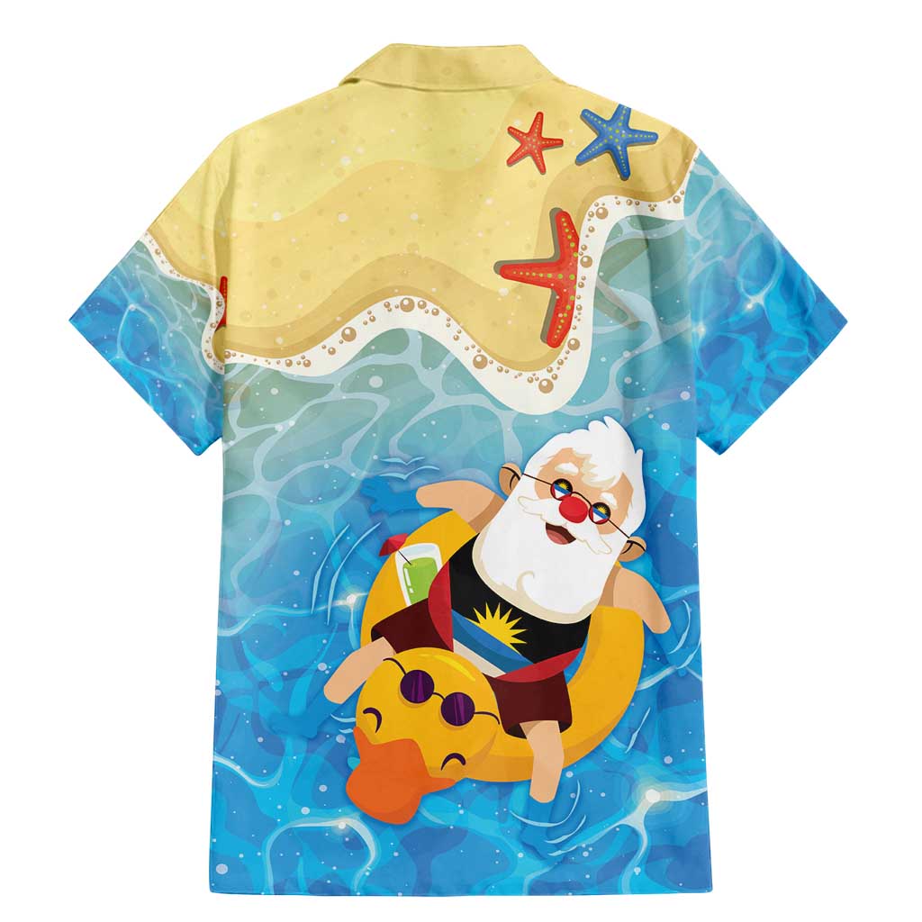 Antigua and Barbuda Christmas Family Matching Mermaid Dress and Hawaiian Shirt Chilling Santa - Wonder Print Shop