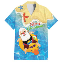 Antigua and Barbuda Christmas Family Matching Off The Shoulder Long Sleeve Dress and Hawaiian Shirt Chilling Santa - Wonder Print Shop