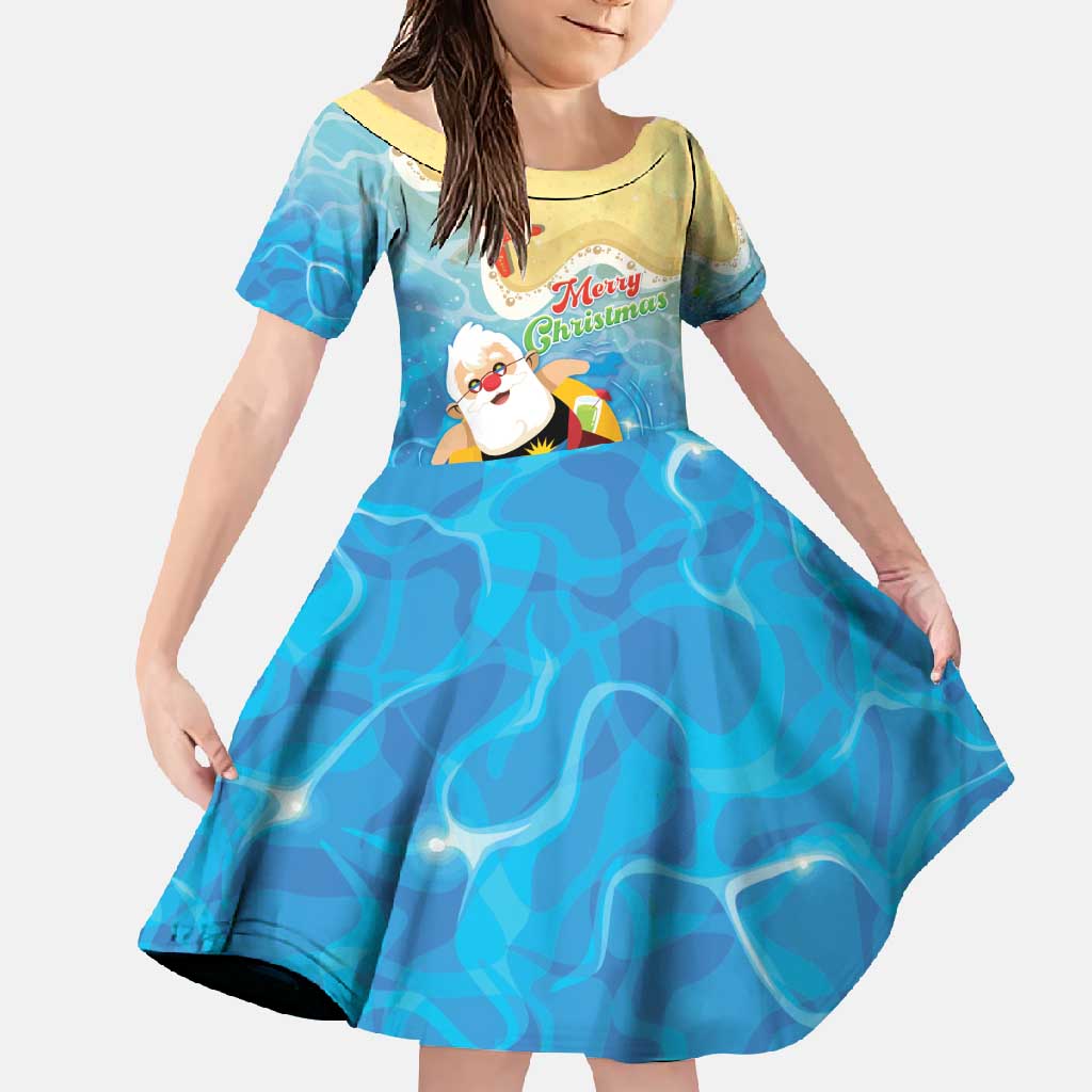 Antigua and Barbuda Christmas Family Matching Off Shoulder Maxi Dress and Hawaiian Shirt Chilling Santa - Wonder Print Shop