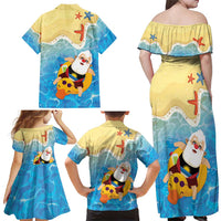 Antigua and Barbuda Christmas Family Matching Off Shoulder Maxi Dress and Hawaiian Shirt Chilling Santa - Wonder Print Shop