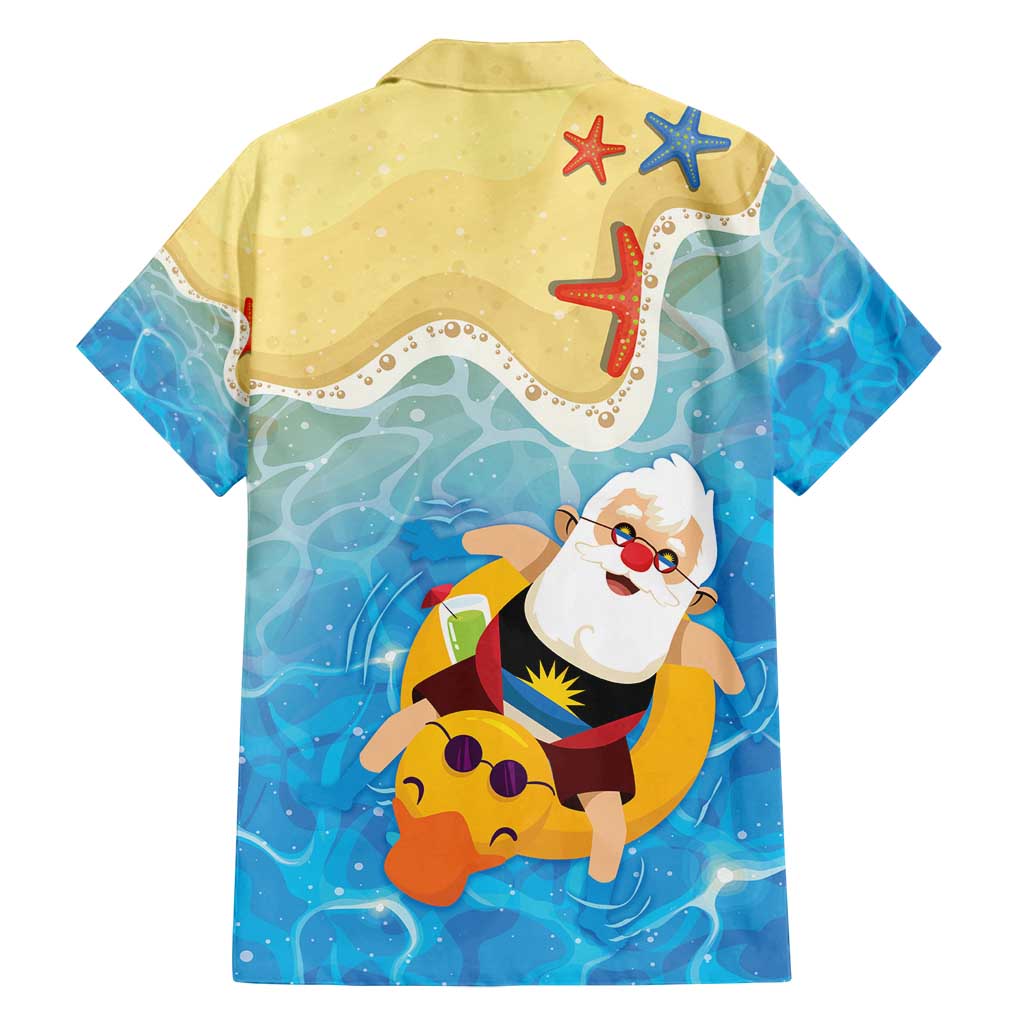 Antigua and Barbuda Christmas Family Matching Off Shoulder Maxi Dress and Hawaiian Shirt Chilling Santa - Wonder Print Shop