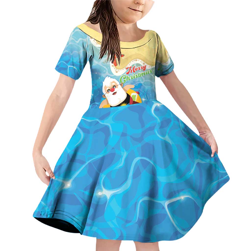 Antigua and Barbuda Christmas Family Matching Off Shoulder Short Dress and Hawaiian Shirt Chilling Santa - Wonder Print Shop