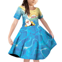 Antigua and Barbuda Christmas Family Matching Off Shoulder Short Dress and Hawaiian Shirt Chilling Santa - Wonder Print Shop