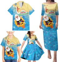 Antigua and Barbuda Christmas Family Matching Puletasi and Hawaiian Shirt Chilling Santa - Wonder Print Shop