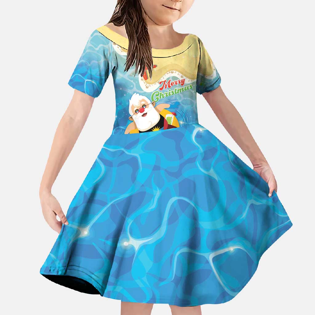 Antigua and Barbuda Christmas Family Matching Short Sleeve Bodycon Dress and Hawaiian Shirt Chilling Santa - Wonder Print Shop