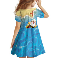 Antigua and Barbuda Christmas Family Matching Short Sleeve Bodycon Dress and Hawaiian Shirt Chilling Santa - Wonder Print Shop