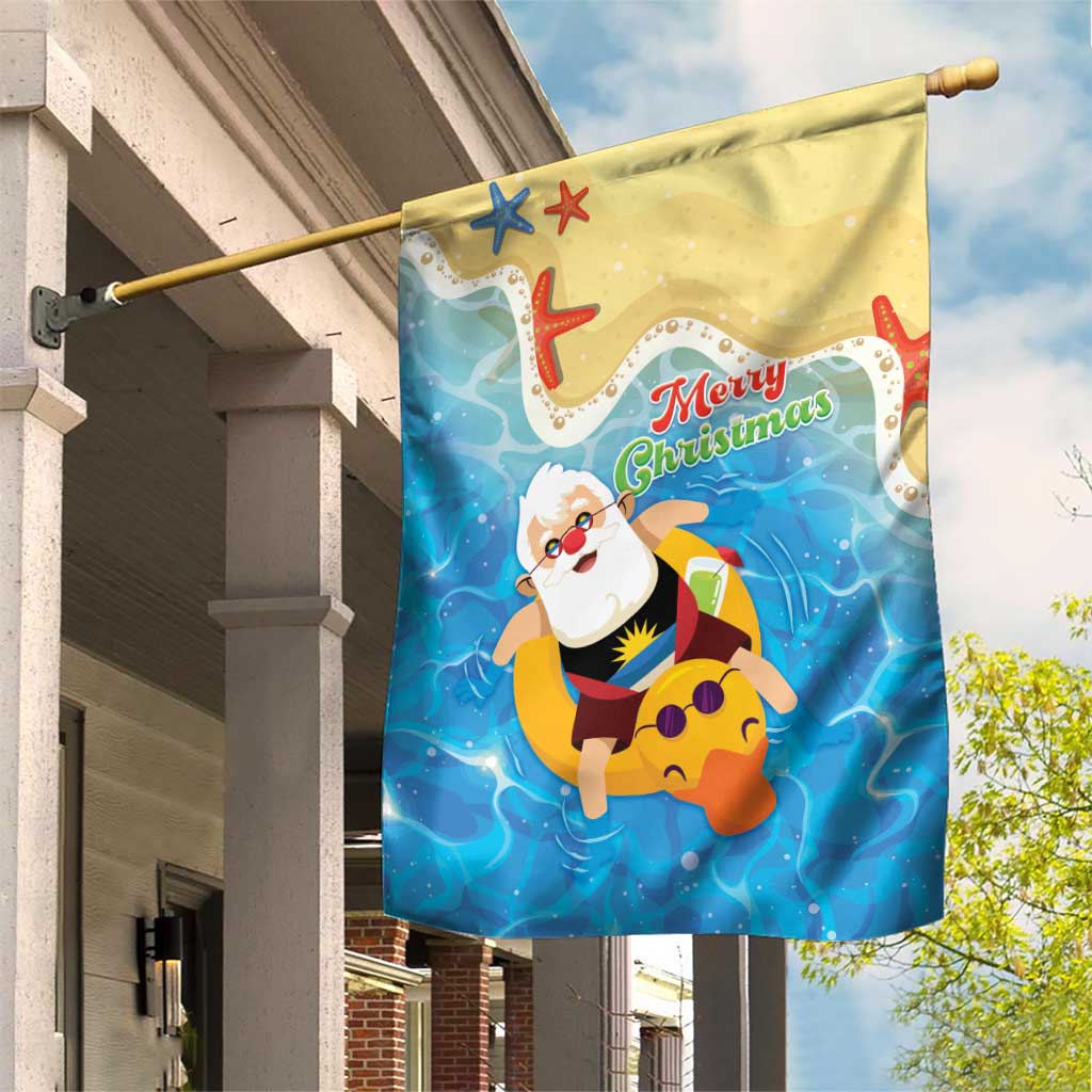Antigua and Barbuda Christmas Garden Flag Chilling Santa - Wonder Print Shop