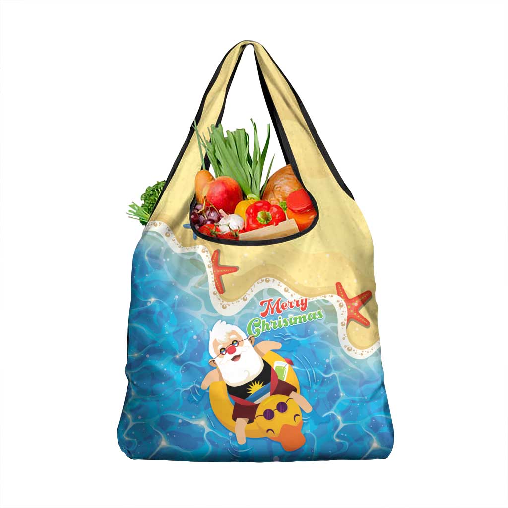 Antigua and Barbuda Christmas Grocery Bag Chilling Santa - Wonder Print Shop