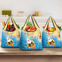 Antigua and Barbuda Christmas Grocery Bag Chilling Santa - Wonder Print Shop