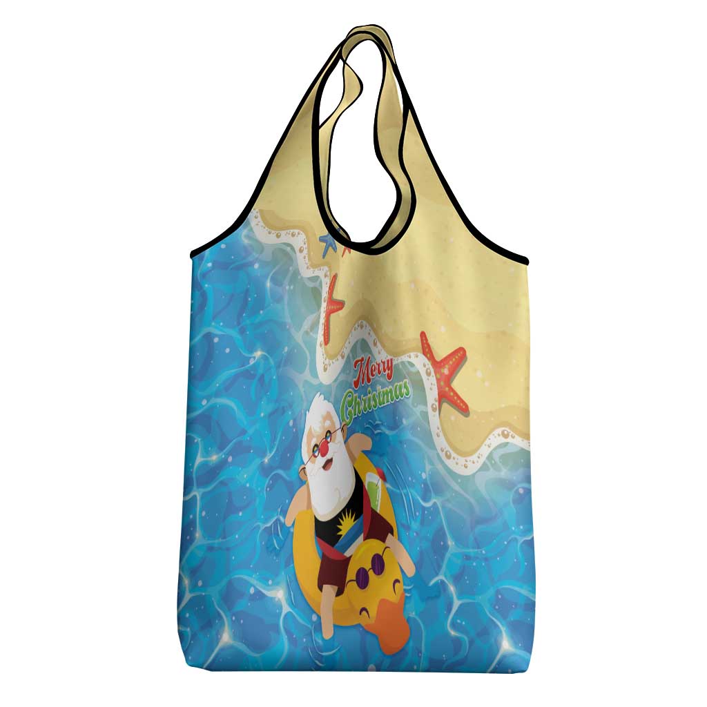 Antigua and Barbuda Christmas Grocery Bag Chilling Santa - Wonder Print Shop