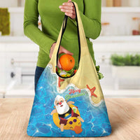 Antigua and Barbuda Christmas Grocery Bag Chilling Santa - Wonder Print Shop