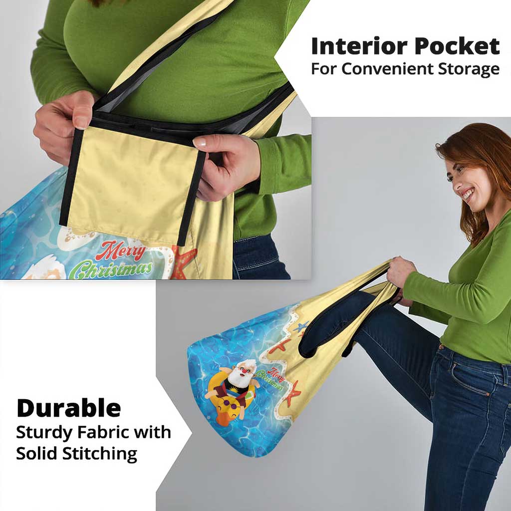 Antigua and Barbuda Christmas Grocery Bag Chilling Santa - Wonder Print Shop