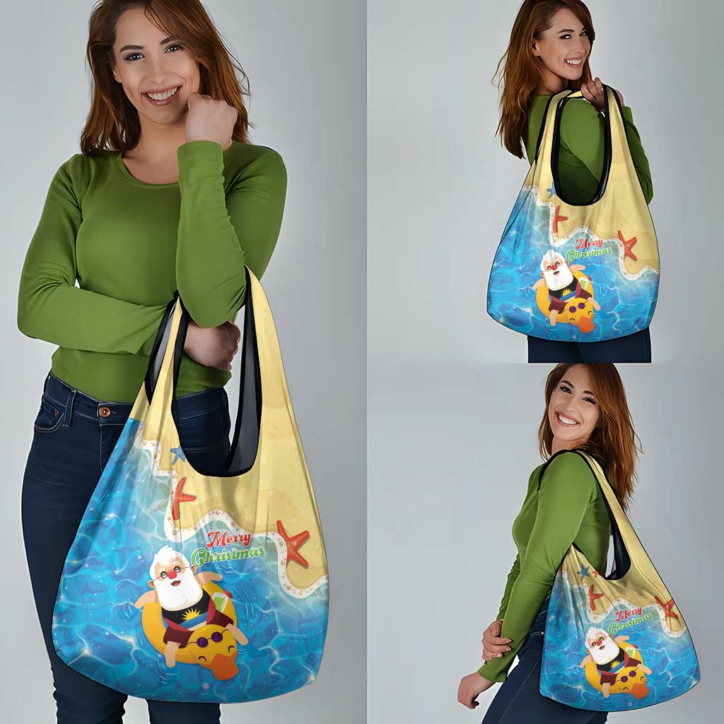 Antigua and Barbuda Christmas Grocery Bag Chilling Santa - Wonder Print Shop