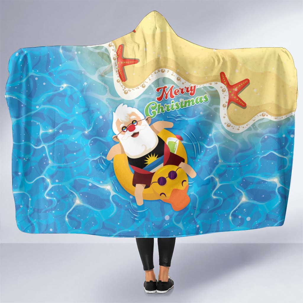 Antigua and Barbuda Christmas Hooded Blanket Chilling Santa - Wonder Print Shop