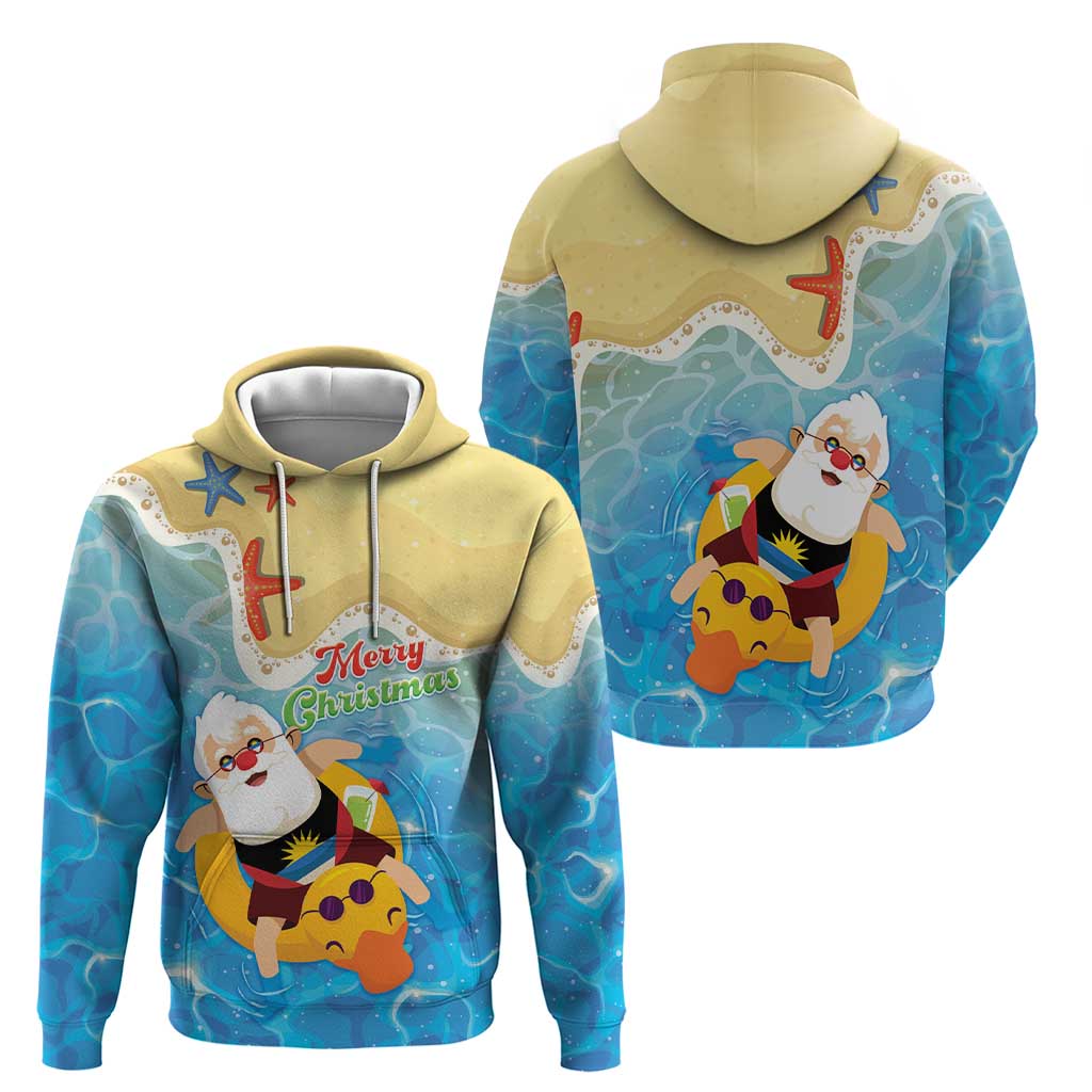 Antigua and Barbuda Christmas Hoodie Chilling Santa - Wonder Print Shop