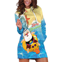Antigua and Barbuda Christmas Hoodie Dress Chilling Santa - Wonder Print Shop